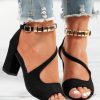 Shoes zolucky | Beads Decor Chunky Heel Ankle Strap Sandals