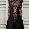 Dresses zolucky | V Neck Boho Regular Fit Dress Black