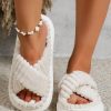 Shoes zolucky | Casual Cross Strap Comfy Fluffy Slippers