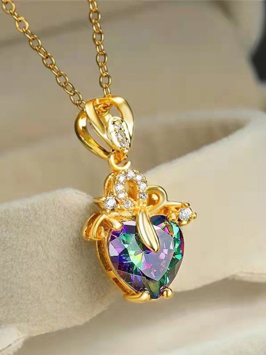 Accessories zolucky | Rhinestone Heart Pendant Necklace