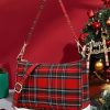 Accessories zolucky | Christmas Plaid Casual Canvas Underarm Baguette Bag Red