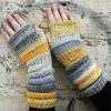 Accessories zolucky | Outlander Inspired Fashion Accessories For Women Gift For Lady Knit Wool Fingerless Gloves Unmatched Hand Knit Striped Yellow