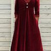 Dresses zolucky | Christmas Crew Neck Velvet Loose Casual Dress Red