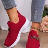 Shoes zolucky | Women Chain Decor Slip On High-Elastic Flyknit Sneakers