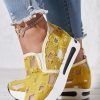 Shoes zolucky | Mesh Ripped Denim Raw Hem Slip On Muffin Sneakers