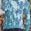 Topshot zolucky | Regular Fit Boho Floral Tops Aqua Blue