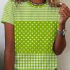 Topshot zolucky | Casual Polka Dots Striped T-Shirt Green