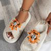 Shoes zolucky | Halloween Casual Detachable Bow Skull Cross-Strap Household Slippers Off White