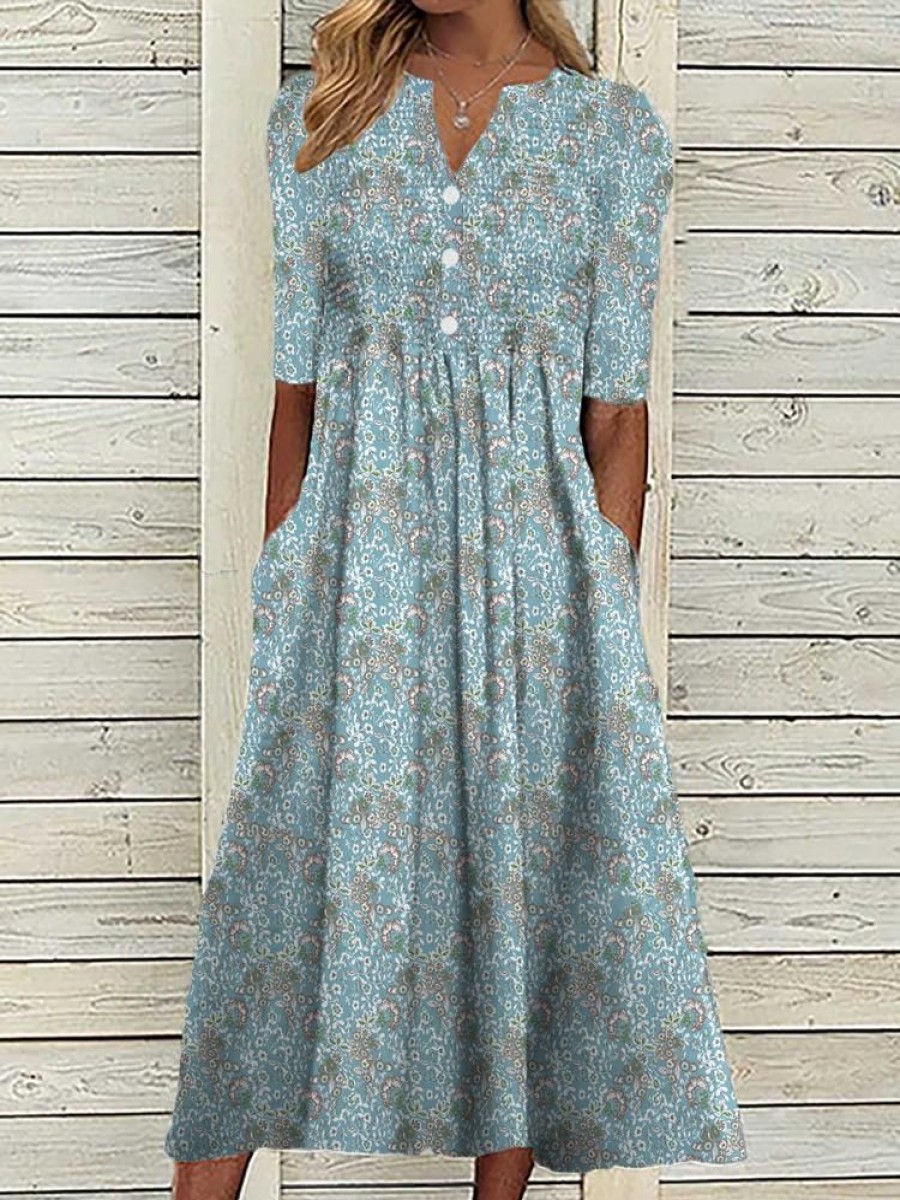 Dresses zolucky | Casual Loose Floral Vacation Dress