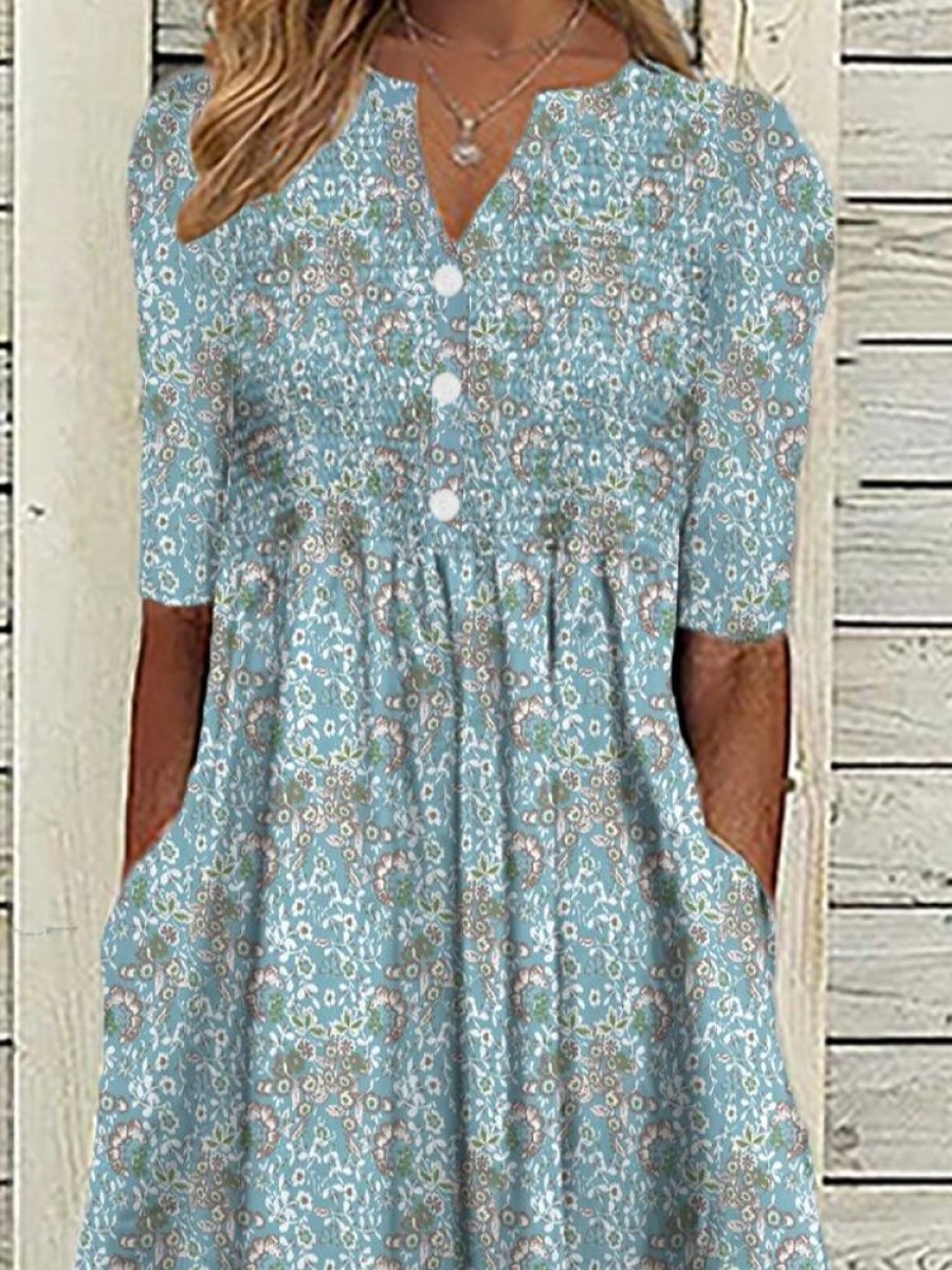 Dresses zolucky | Casual Loose Floral Vacation Dress