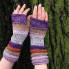 Accessories zolucky | Outlander Inspired Fashion Accessories For Women Gift For Lady Knit Wool Fingerless Gloves Unmatched Hand Knit Striped Purple