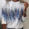 Topshot zolucky | Modern Abstract Print Crew Neck Jersey Casual Long Sleeve T-Shirt White