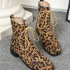 Shoes zolucky | Fashion Square Toe Low Heel Classic Boots Leopard