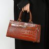 Accessories zolucky | Crocodile Embossed Handbag Commuting Patent Pu Leather Square Crossbody Bag