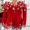 Topshot zolucky | Christmas Printed Jersey Casual Long Sleeve Tunic Top Xmas Top