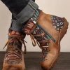 Shoes zolucky | Ethnic Pattern Patchwork Outdoor Boots