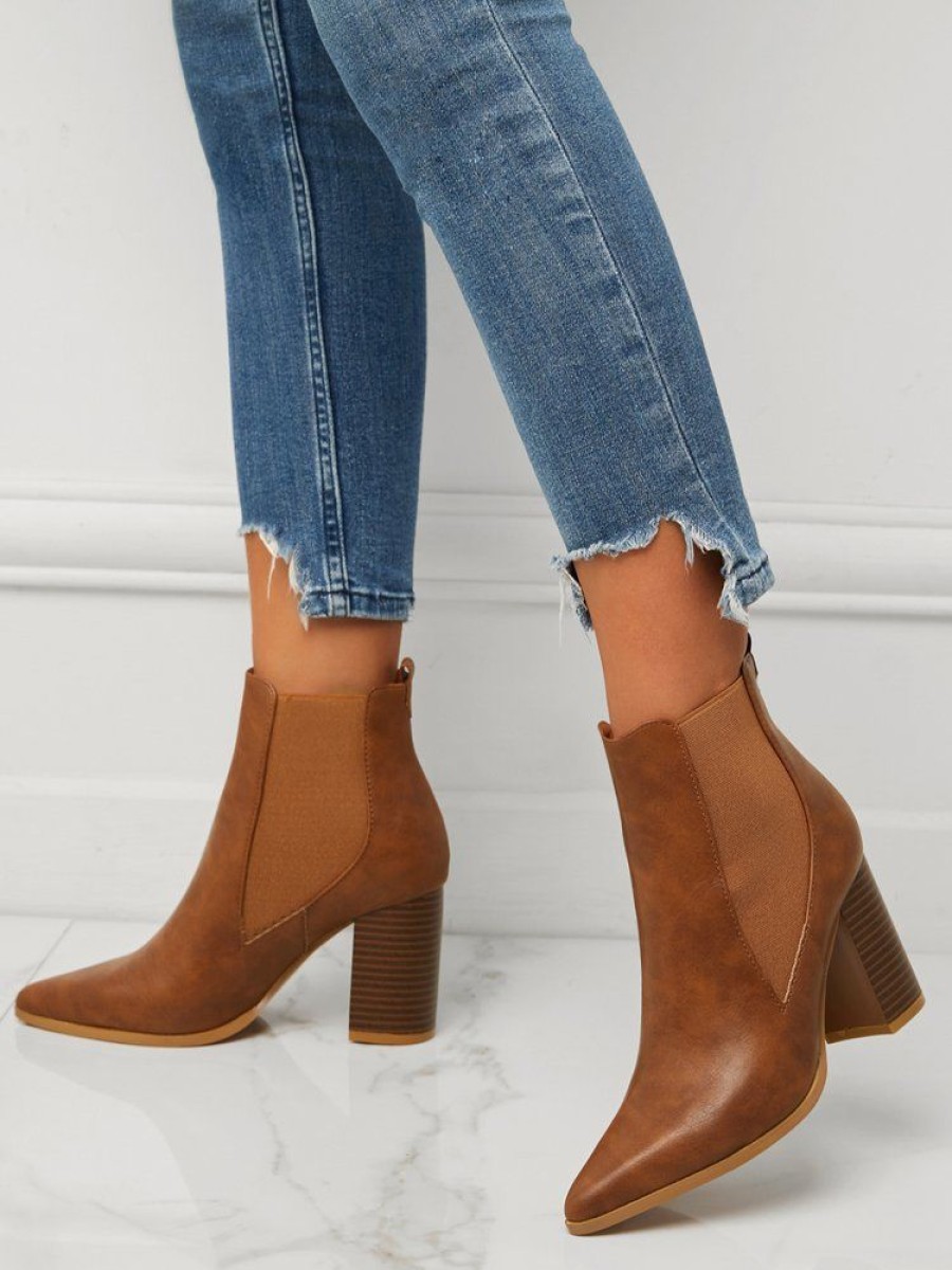 Shoes zolucky | Women Minimalist Chunky Heel Chelsea Boots