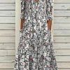 Dresses zolucky | Floral V Neck Casual Half Sleeve Dress