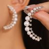 Accessories zolucky | Sparkling Rhinestone Imitation Pearl Elegant Crescent Shaped Earrings As Picture