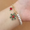 Accessories zolucky | Christmas Cartoon Snowflake Santa Claus Imitation Pearls Bracelets