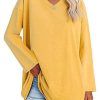 Topshot zolucky | V Neck Regular Fit Casual Plain T-Shirt Yellow