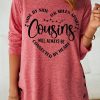 Topshot zolucky | Womens Side By Side Or Miles Apart Cousins Connected By Heart Crew Neck Top