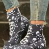 Shoes zolucky | Halloween Skull Lace-Up Canvas Classic Boots Black