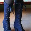 Shoes zolucky | Vintage Elegant Chunky Heel Lace Up Tall Boots