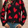 Topshot zolucky | Valentine'S Day Casual Heart/Cordate Loose Jersey Crew Neck Long Sleeve Sweatshirt Black