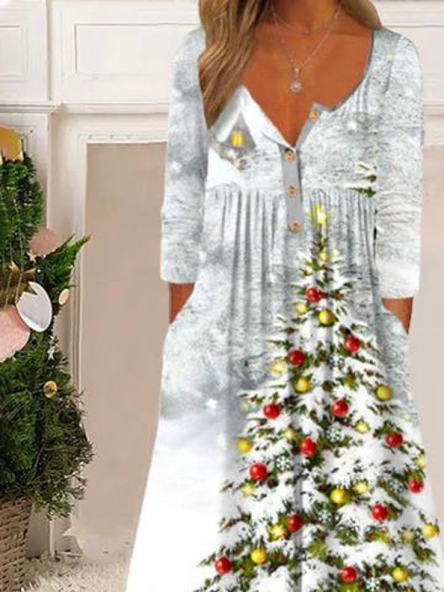 Dresses zolucky | Casual Christmas Loose Dress Xmas Dress Multicolor