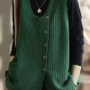 Topshot zolucky | Women Winter Knitted Button Sleeveless Vest Waistcoat Sweater Green