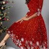 Dresses zolucky | Loose Casual Christmas V Neck Dress Red