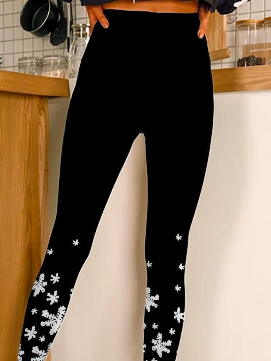 Bottoms zolucky | Casual Christmas Legging Black