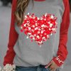 Topshot zolucky | Casual Heart Print Valentine'S Day Crew Neck H-Line Long Sleeve Sweatshirt