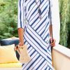 Dresses zolucky | Casual Striped Dress Blue