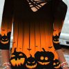 Topshot zolucky | Halloween Casual V Neck Jersey H-Line Top Black