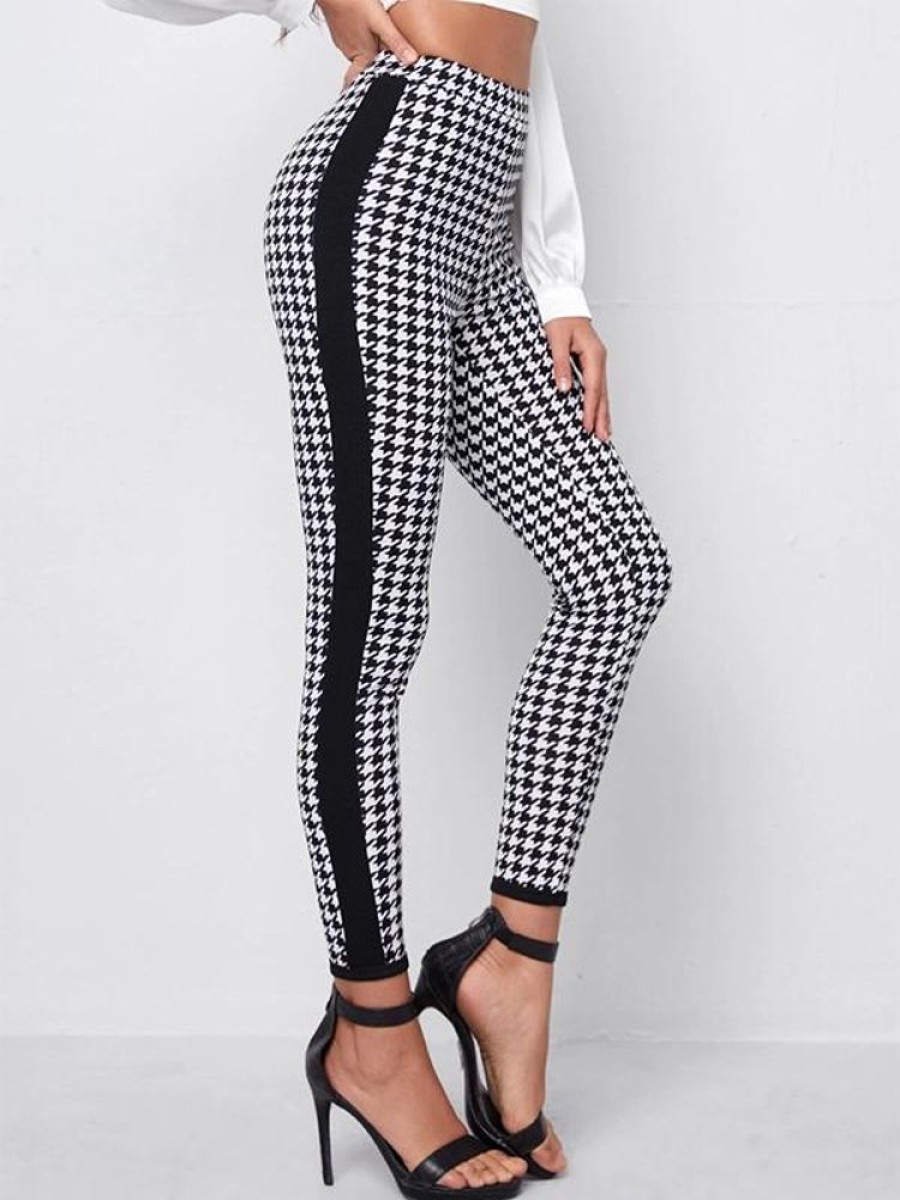 Bottoms zolucky | Casual Houndstooth Legging Black