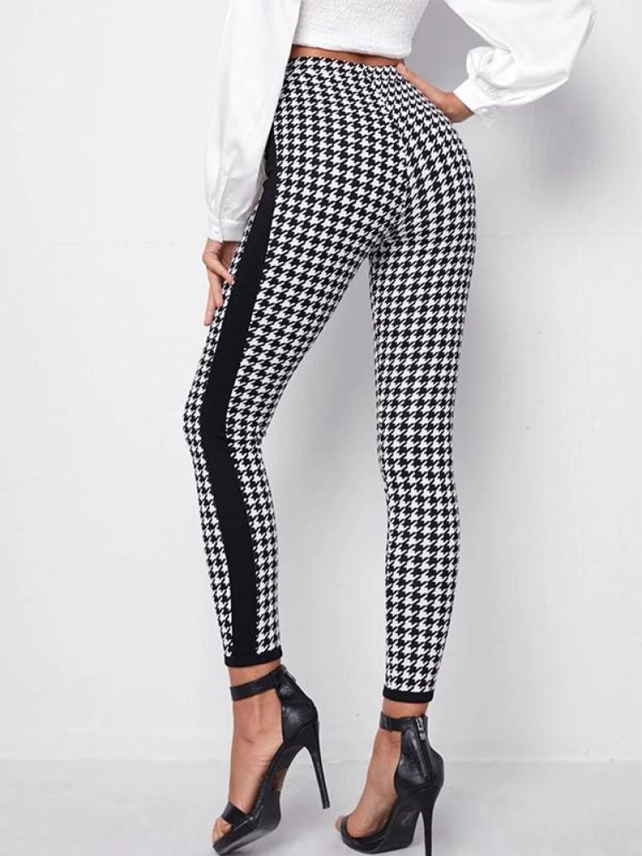 Bottoms zolucky | Casual Houndstooth Legging Black