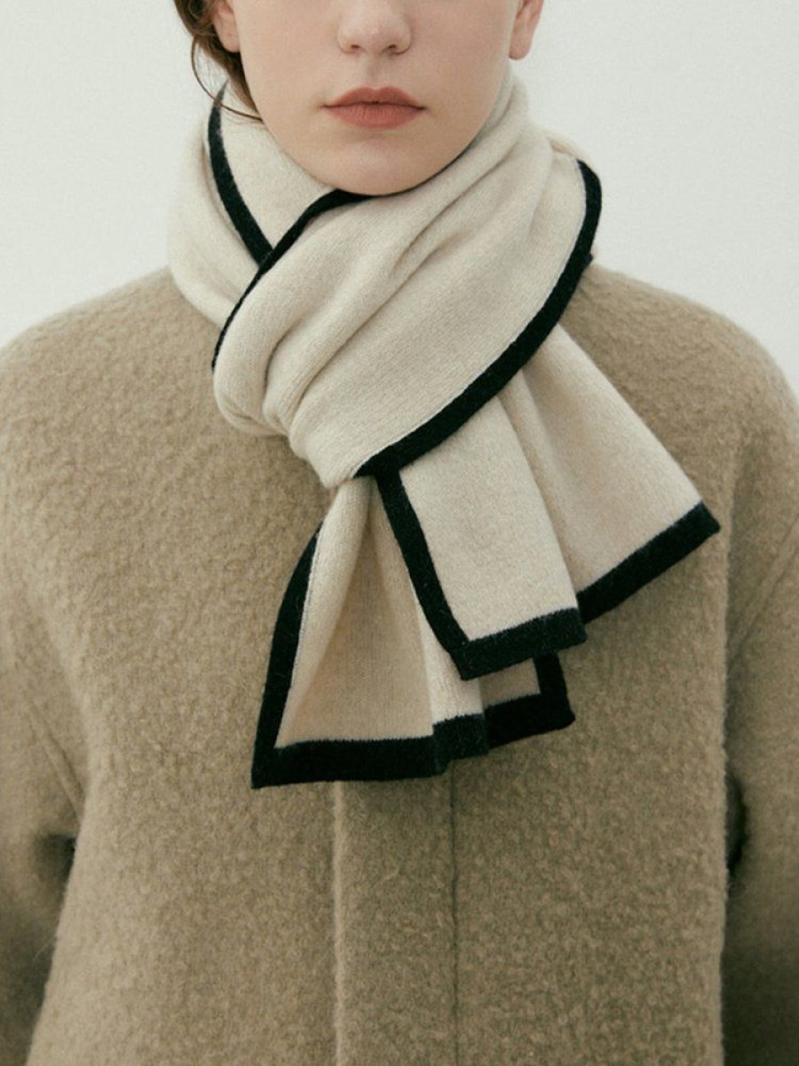 Accessories zolucky | Women Minimalist Color Block Knitted Scarf