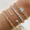 Accessories zolucky | 4Pcs/Set Rhinestone Metal Chain Bracelets Sets