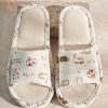 Shoes zolucky | Rose Cat Alphabet Sailboat Print Indoor Non-Slip Linen Slippers