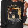 Topshot zolucky | Women Cat Rules Cotton-Blend Simple Long Sleeve Top Black