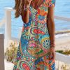 Dresses zolucky | Tribal Casual Short Sleeve Knit Dress Multicolor