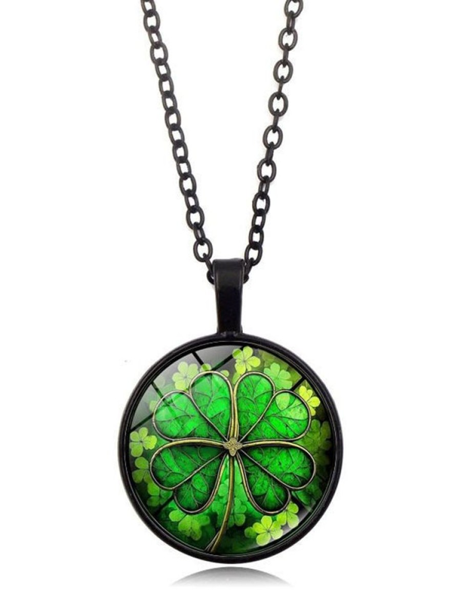 Accessories zolucky | St. Patrick'S Day Four Leaf Clover Pendant Necklace Green