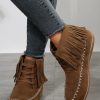 Shoes zolucky | Vintage Fringe Lace-Up Moccasin Boots