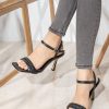 Shoes zolucky | Women Minimalist Braided Strappy Stiletto Heel Sandals Black