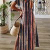 Dresses zolucky | Off Shoulder Sleeve V Neck Casual Dress Multicolor