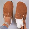 Shoes zolucky | Casual Buckle Decor Plush Lined Footbed Mules