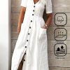 Dresses zolucky | Buckle Casual Plain Dress White