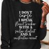 Topshot zolucky | Women'S I Don'T Curse Casual Crew Neck Cotton-Blend Text Letters Long Sleeve Shirt